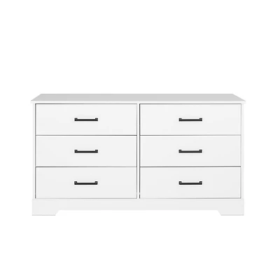 Prepac Rustic Ridge White 6-Drawer Dresser, 18.25"D x 53.25"W x 28.5"H