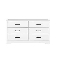 Prepac Rustic Ridge White 6-Drawer Dresser, 18.25"D x 53.25"W x 28.5"H