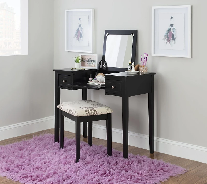 Ensemble de coiffeuse Joanna papillon noir