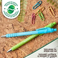 Stylos à bille FlexGrip Ultra de Paper Mate, faits de matériaux de plastique recyclé, couleurs assorties, pointe moyenne (1 mm), encre noire, 4 unités