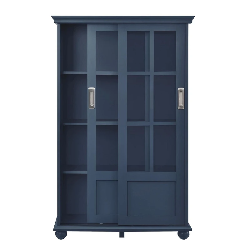 Ameriwood Home Aaron Lane Bookcase with Sliding Glass Doors, White