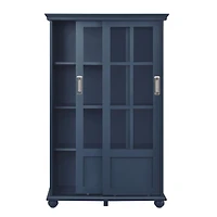 Ameriwood Home Aaron Lane Bookcase with Sliding Glass Doors, White