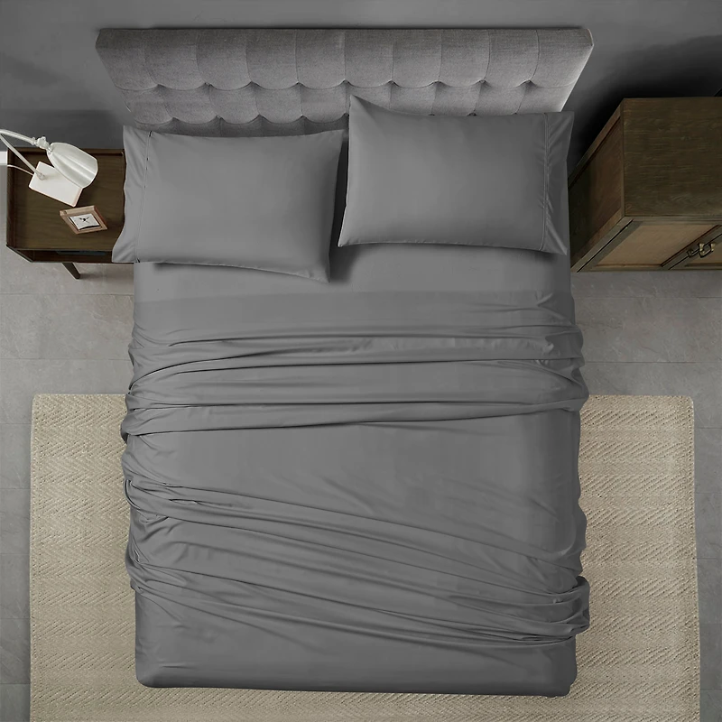 Swift Home Basic 3-Piece Twin Size Sheet Set, Ultra Soft, Deep Pocket, Easy Care Bedding Set, Gray