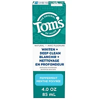 Tom’s of Maine Whiten Plus Deep Clean Whitening Toothpaste, Natural Whitening Toothpaste with Plant-Based Cleansers, Enamel Safe Formula, Whitens Without Causing Sensitivity, Peppermint, 113 g