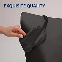 Swift Home Ensemble Cadeau Satiné 6 Pièces avec Taies d’Oreiller, Masque pour les Yeux et Chouchous, Noir