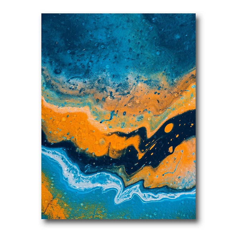 Designart Composition Abstraite En Marbre En Bleu Et Orange IV Art mural sur toile