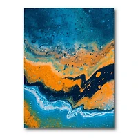 Designart Composition Abstraite En Marbre En Bleu Et Orange IV Art mural sur toile