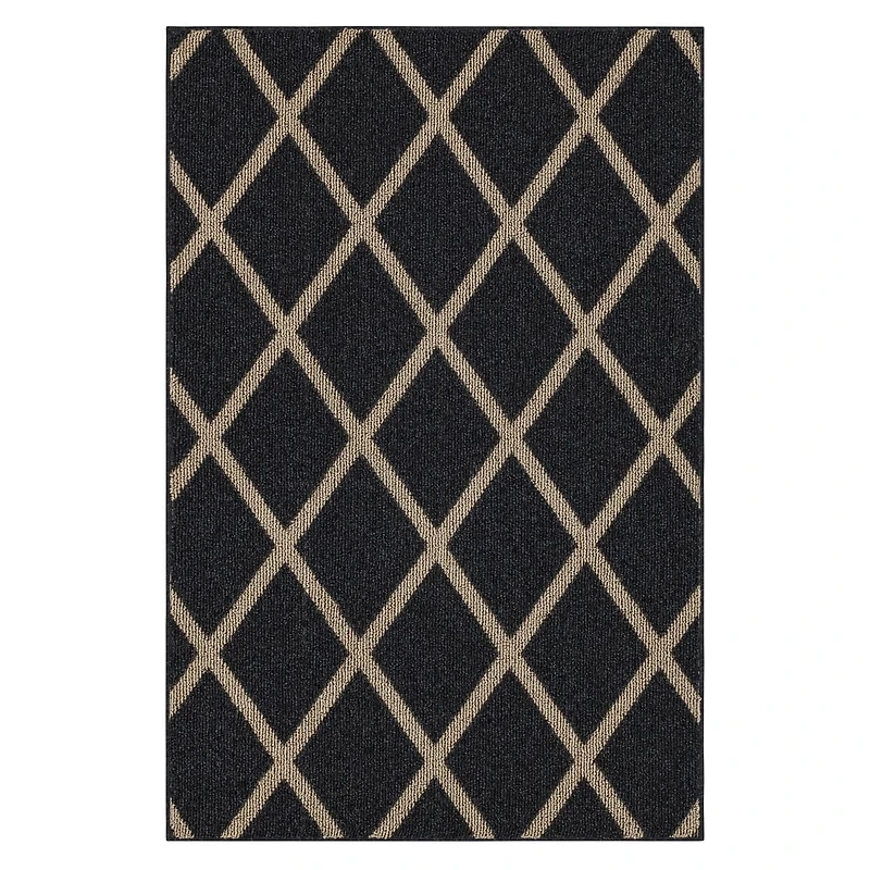 Mohawk Home Lewis Diamond Near Black/Tan Tufted Polyester Area Rug