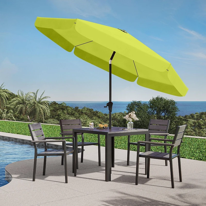 Parasol de jardin rond inclinable CorLiving de 3 m avec rabats latéraux et cadre en acier