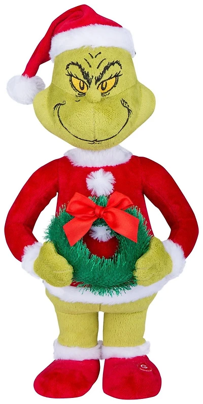 Petit Side Stepper-Grinch en costume de Père Noël avec Wreath-Dr. Seuss