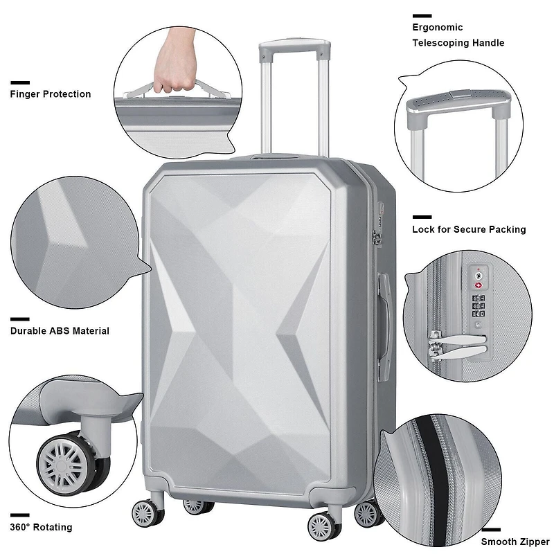 HIKOLAYAE Upright Luggage with 8-Wheel Spinner, 5 Piece - TSA Compliant
