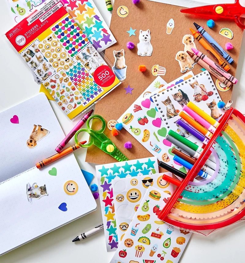 American Greetings - Autocollants pour enfants, formes assorties, animaux et visages souriants (599 autocollants)