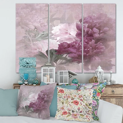 Designart Vintage Purple and Pink Flowers II Canvas Wall Art