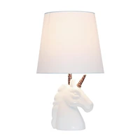 Simple Designs Lampe de table licorne blanche étincelante