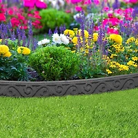 EzBorder 3.5in H x 48in L x 2in D Scroll Design Recycled Rubber Garden Border & Edging in Grey, 2-pack