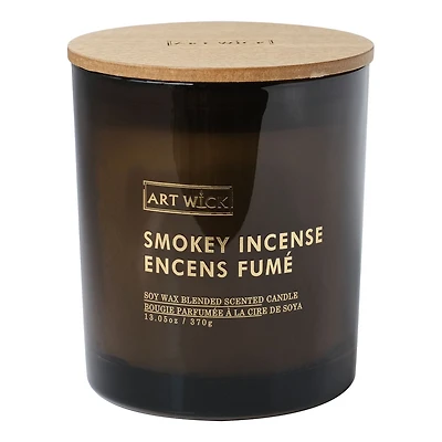 Art Wick 13.05oz Smokey Incense Cire de soja mélangée bougie parfumée, 1 mèche de bois · 13oz<br>· 370g<br>· 1 paquet