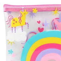 Pen + Gear Clear Flat Pencil Pouch with Unicorn & Rainbow Design