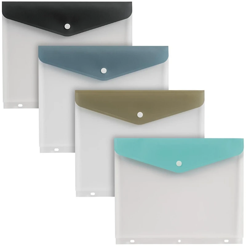 3 Ring Poly Envelope with Snap Closure, 6 Pack