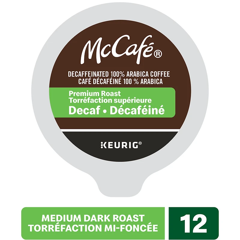 McCafé Premium Medium Dark Roast, Decaf, K-Cup Coffee Pods, 12 count