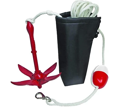 Blue Dog Marine Kit d'ancrage PWC de 3,5 LB, corde d'ancrage à grappin de 25 pieds, kit d'ancrage pliable portable pour kayak, canoë, SUP, gonflables ou petits bateaux