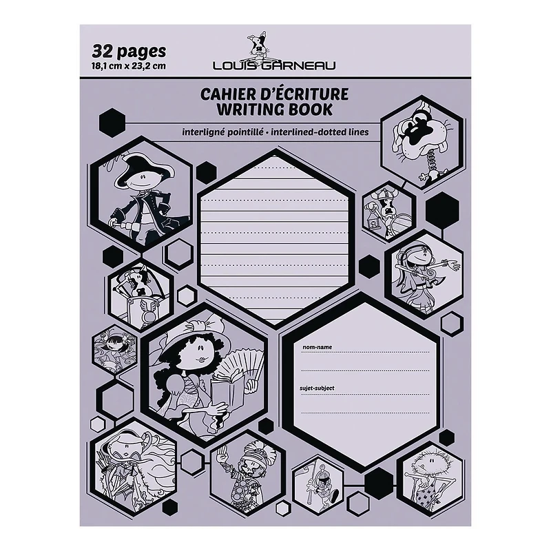 Louis Garneau cahier interligné/point. Mauve