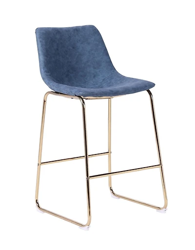 Plata Import Landon Leather Stool With Gold Metal Legs