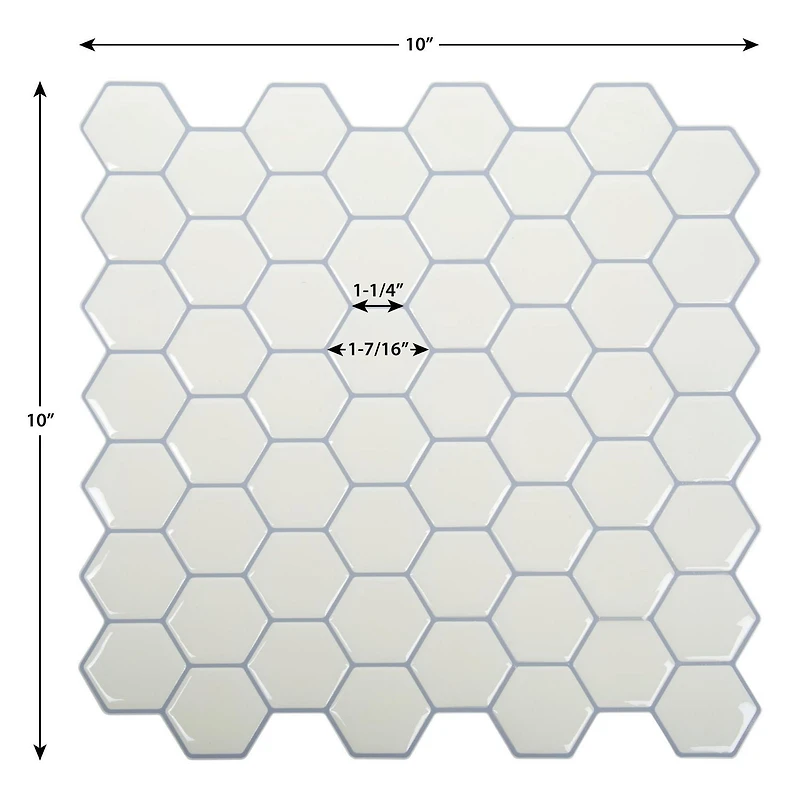 Truu Design 6-Piece Hexagon Self-Adhesive Peel and Stick Wall Tiles