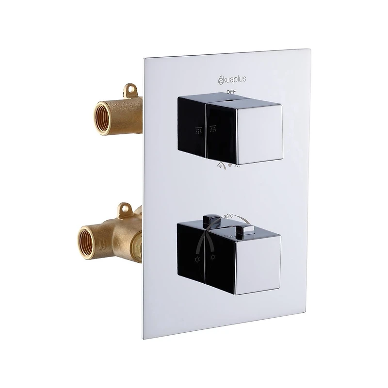 Ensemble de douche thermostatique d'akuaplus(MD) avec Déviateur 4 voies et avec arrêt,  2 douchettes, 2 barre de douche murals, fini chrome