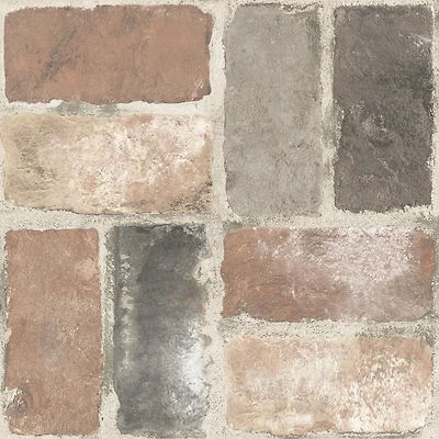 FloorPops Harvard Brick Red Peel and Stick Floor Tiles Set of 20