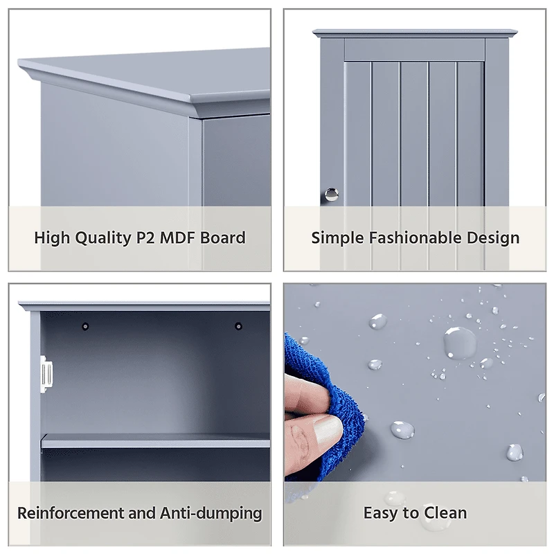 Fullfurnique 3 Tier Adjustable Cabinet for Bathroom/Kitchen/Living Room, Gray