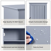 Fullfurnique 3 Tier Adjustable Cabinet for Bathroom/Kitchen/Living Room, Gray