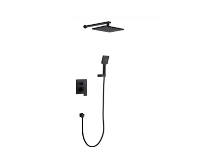 DROP Bath and Kitchen DR091031 Square Wall Mount Shower Set in Black Color
