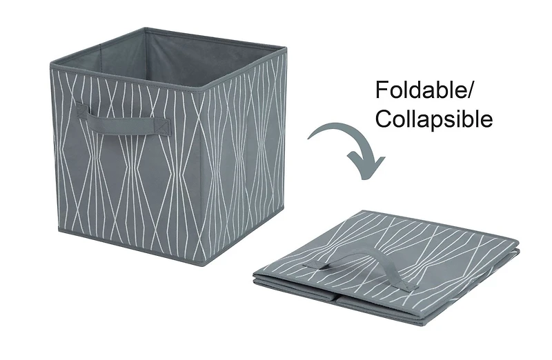 Panier de rangement en tissu Mainstays - Pliable, idéal pour la chambre d'enfant, la salle de jeux, le placard et l'organisation de la maison Taille assemblé : 26.7cmx26.7cmx27.9cm; Plusieurs couleurs en option.
