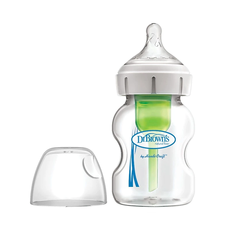 Dr. Brown’s Natural Flow Anti-Colic Options+ Wide-Neck Baby Bottle, 5 oz/150 mL, Level 1 Nipple, 4-Pack, 0m+, 5 oz 4 pack