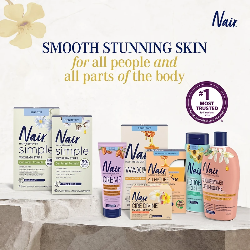 Nair Cire Divine Microwave Resin Wax for Legs & Body with Japanese Cherry Blossom and Rice Bran Oil, 400g