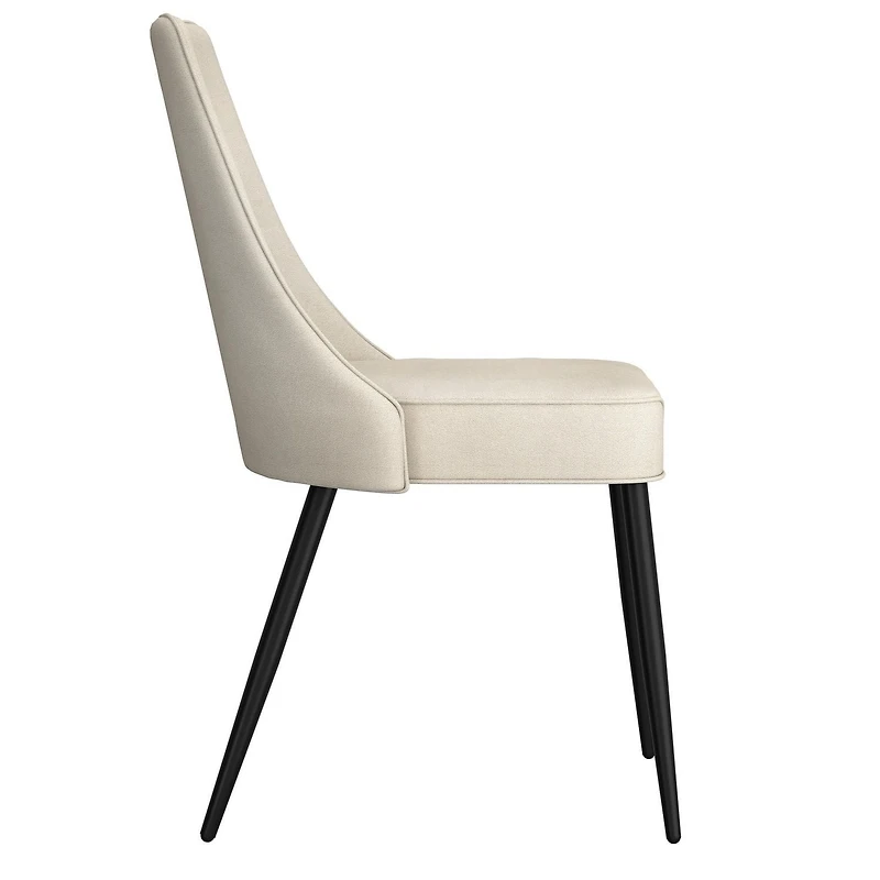 Modern Fabric & Metal Dining Chair, Fabric, Set of 2 - Beige & Black