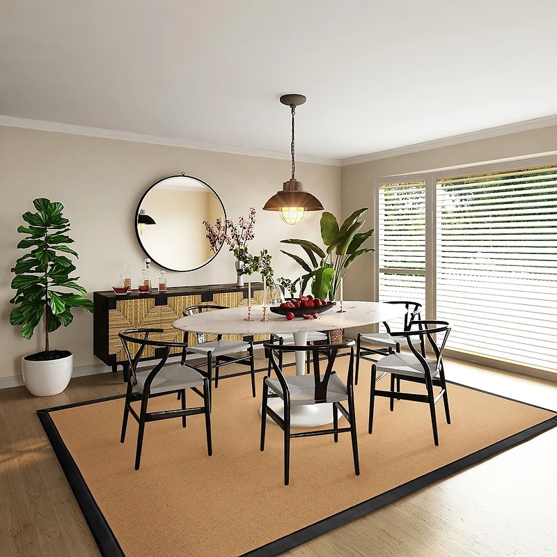 Athena Sisal & Black PU 9'10" x 13' Area Rug