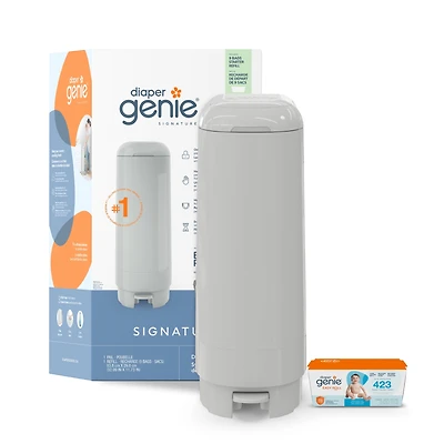 Poubelle à couches Diaper Genie Signature - Gris - Pédale, contrôle des odeurs