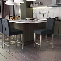Tabouret de bar d'intérieur rembourré en similicuir Leila de CorLiving avec dossier haut, noir