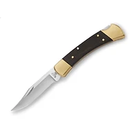 Buck 110 Folding Hunter® Knife with Genuine Ebony Handle, Brass Bolsters, Razor Sharp Clip Point, Hunting Folding-Knife