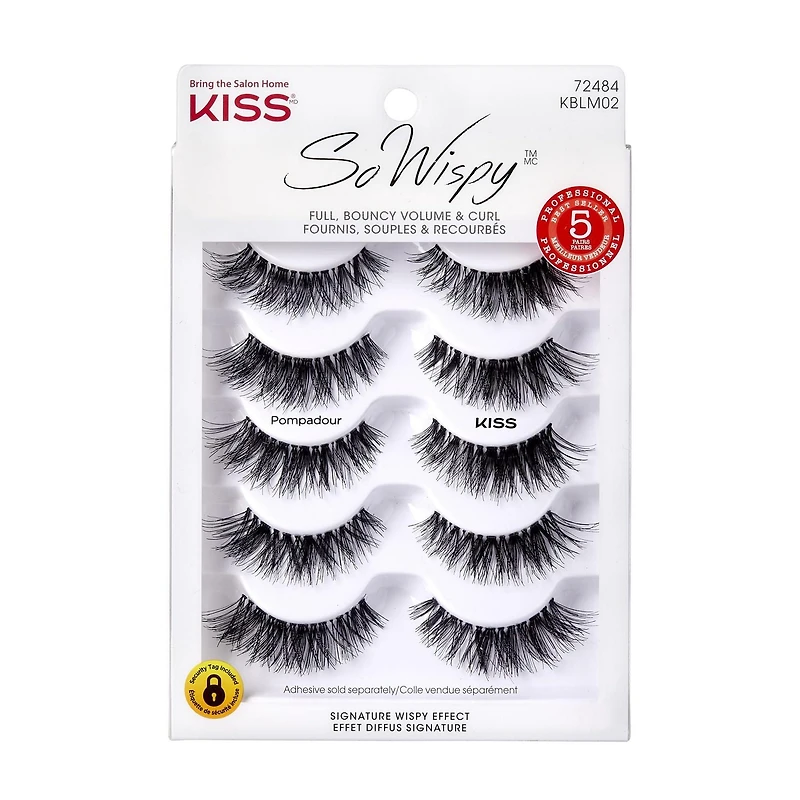 KISS So Wispy Pompadour, 5 Pairs, A voluminous 5-pack.