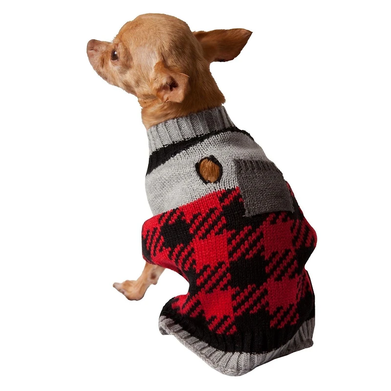 Holiday Time Buffalo Check with Pocket Dog Sweater