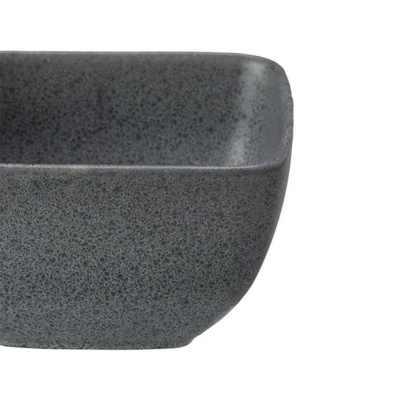 Better Homes & Gardens Dark Gray Square-Shaped Stoneware Cereal Bowl, Dinner bowl is 100% ceramic stoneware with a reactive glaze finish. Designed in a trendy shade of dark gray. Dishwasher and microwave safe.