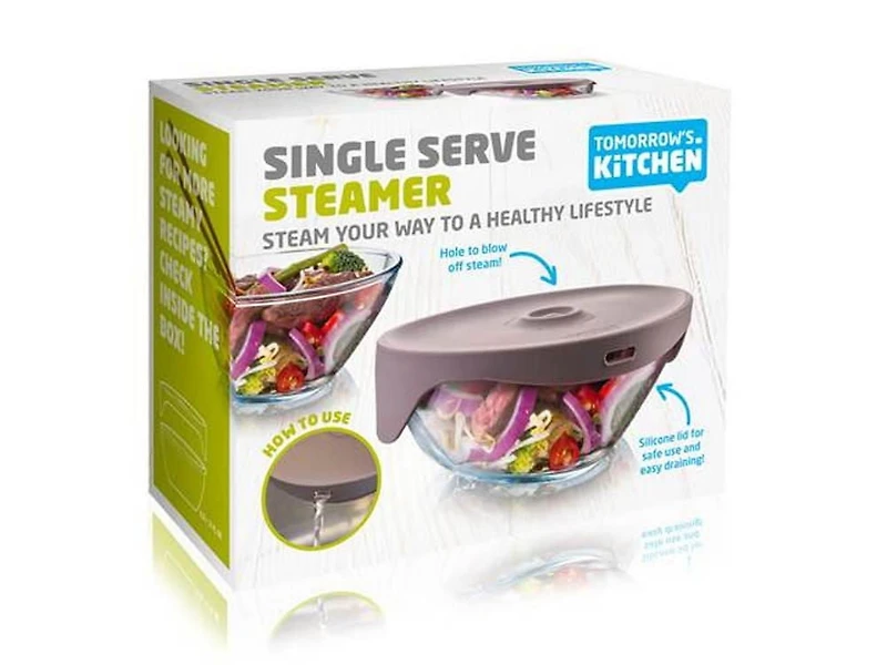 Tomorrow's Kitchen Single Serve Steamer with Grey Silicone Draining Lid