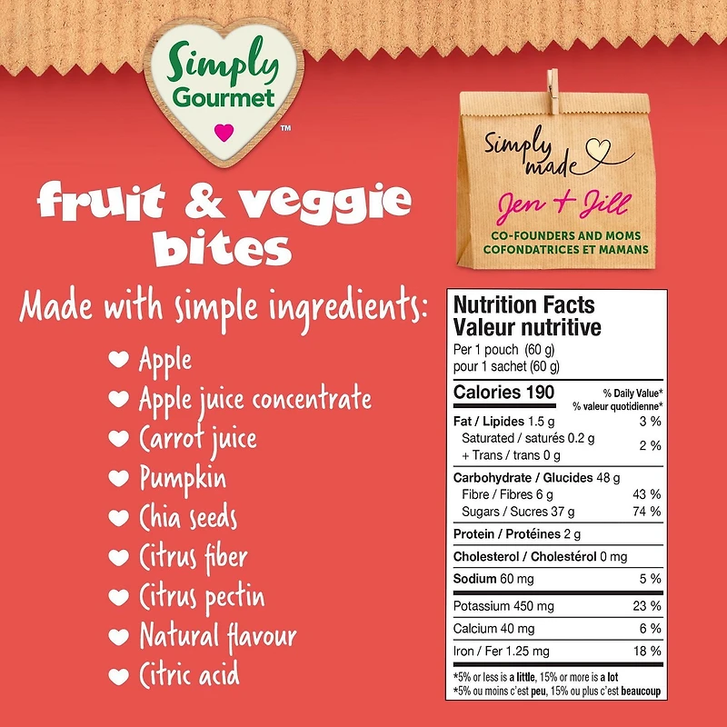 Simply Gourmet Apple Carrot with Chia Bites, Fruit & Veggie Bites