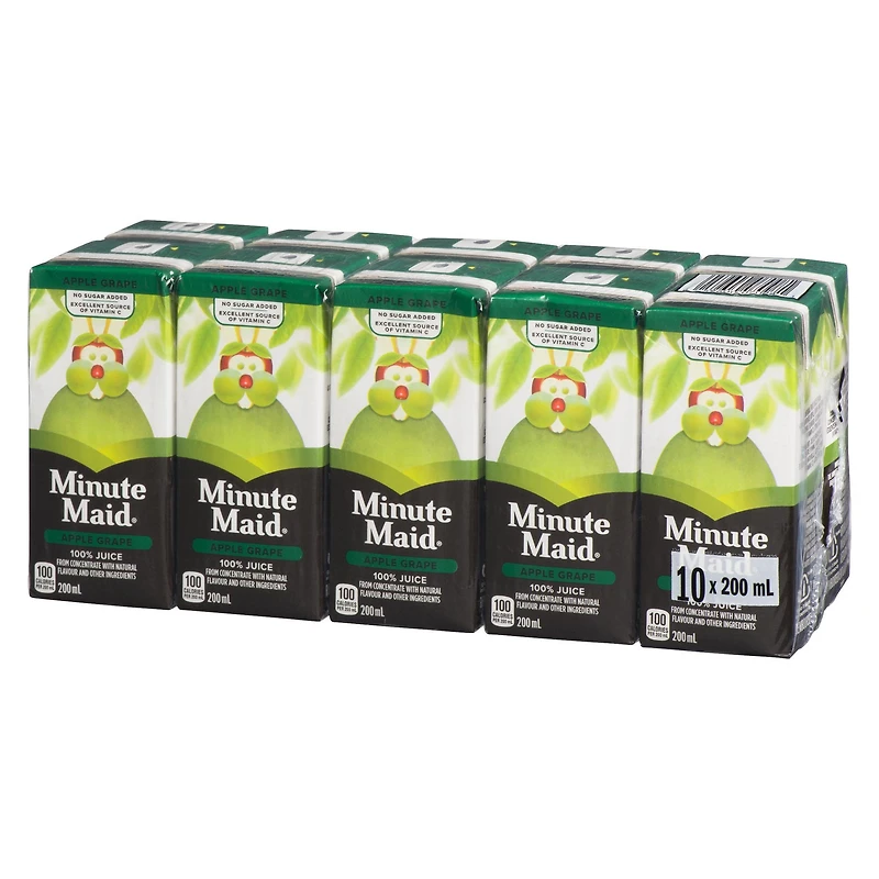 Minute Maid 100% Apple Grape Juice 200mL carton, 10 pack