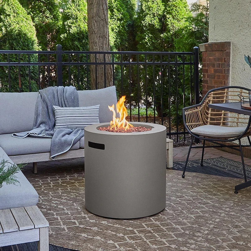 Aegean 24" Round Steel Propane Fire Pit Table with Hidden Tank