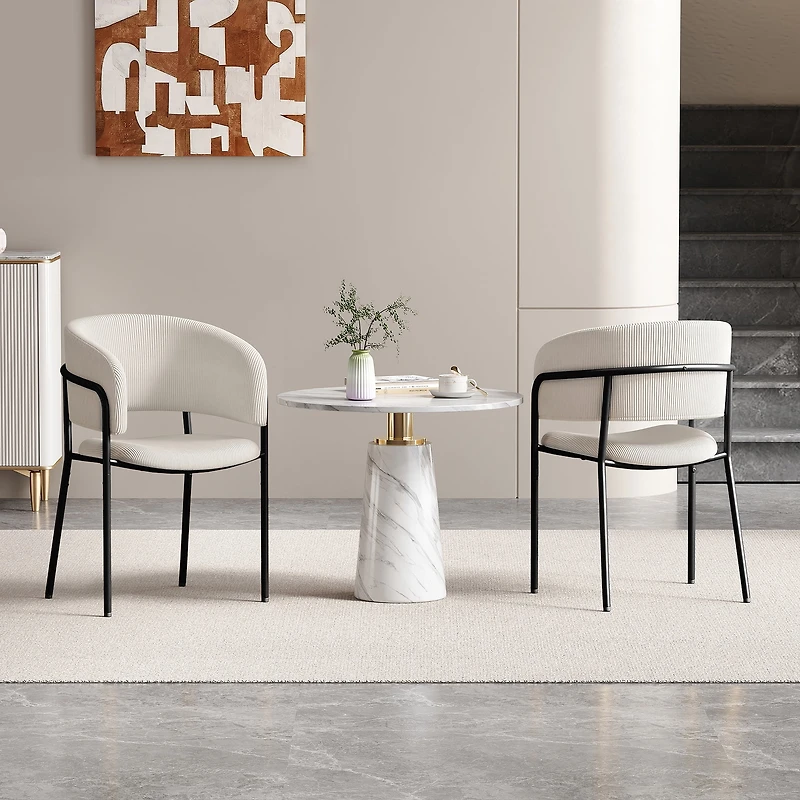 Noble House HORIZON Modern Side Chair with Angled Legs Adjustable Feet(Beige)