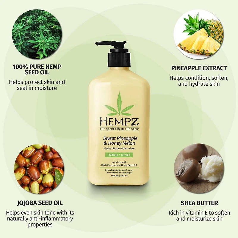 Hempz Ananas Doux Lotion 17 oz Aide à revitaliser, adoucir et hydrater