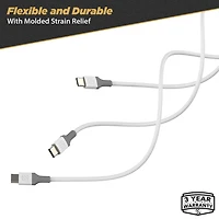 Scosche CA4WG-SP Strikeline USB-A to USB-C Charge & Sync Cable 4-ft. White/Gray, 4ft Cable for USB-C Devices
